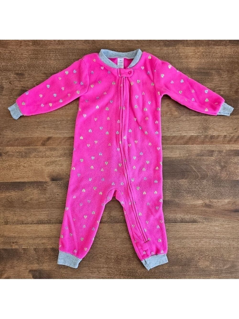 5/$25 George Toddler Fleece Footless Sleeper Pink Hearts Size 2T